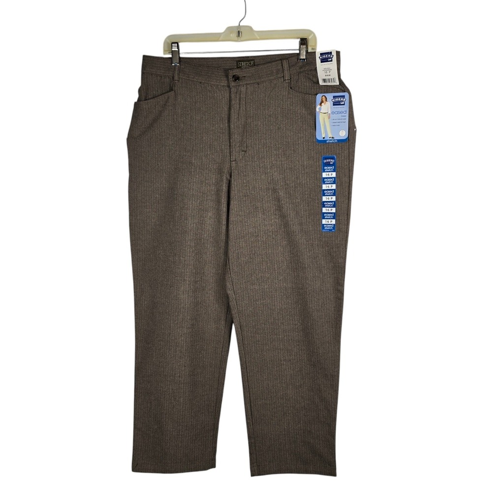 Riders by Lee Womens 16P Brown Herringbone Eased Stretch Pants Petite W36-4524‎